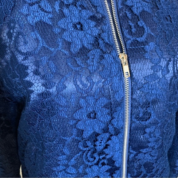 NWOT English Factory Lace Bomber Jacket Navy Blue Women Small - Picture 3 of 7